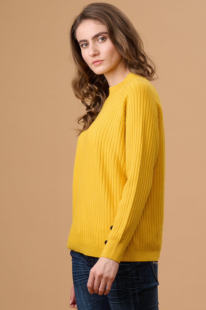 Mustard Regular Fit Sweater for Gipsy Women – Stylish & Cozy Winter Collection