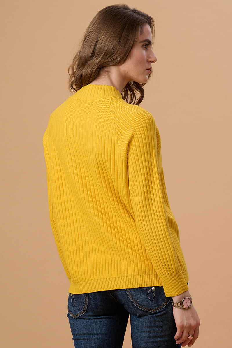 Mustard Regular Fit Sweater for Gipsy Women – Stylish & Cozy Winter Collection