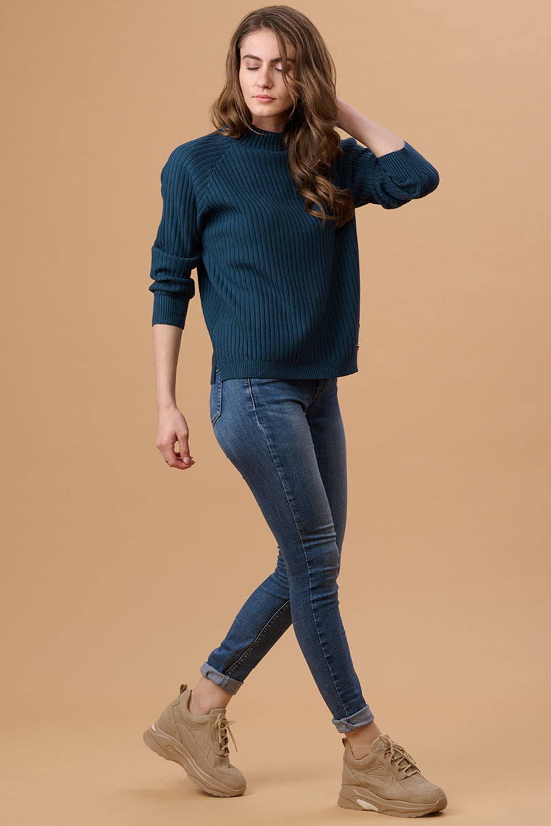 Navy Regular Fit Sweater for Gipsy Women – Stylish & Cozy Winter Collection