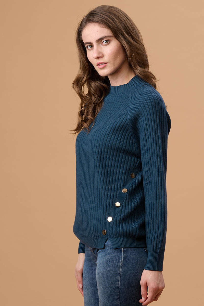 Navy Regular Fit Sweater for Gipsy Women – Stylish & Cozy Winter Collection