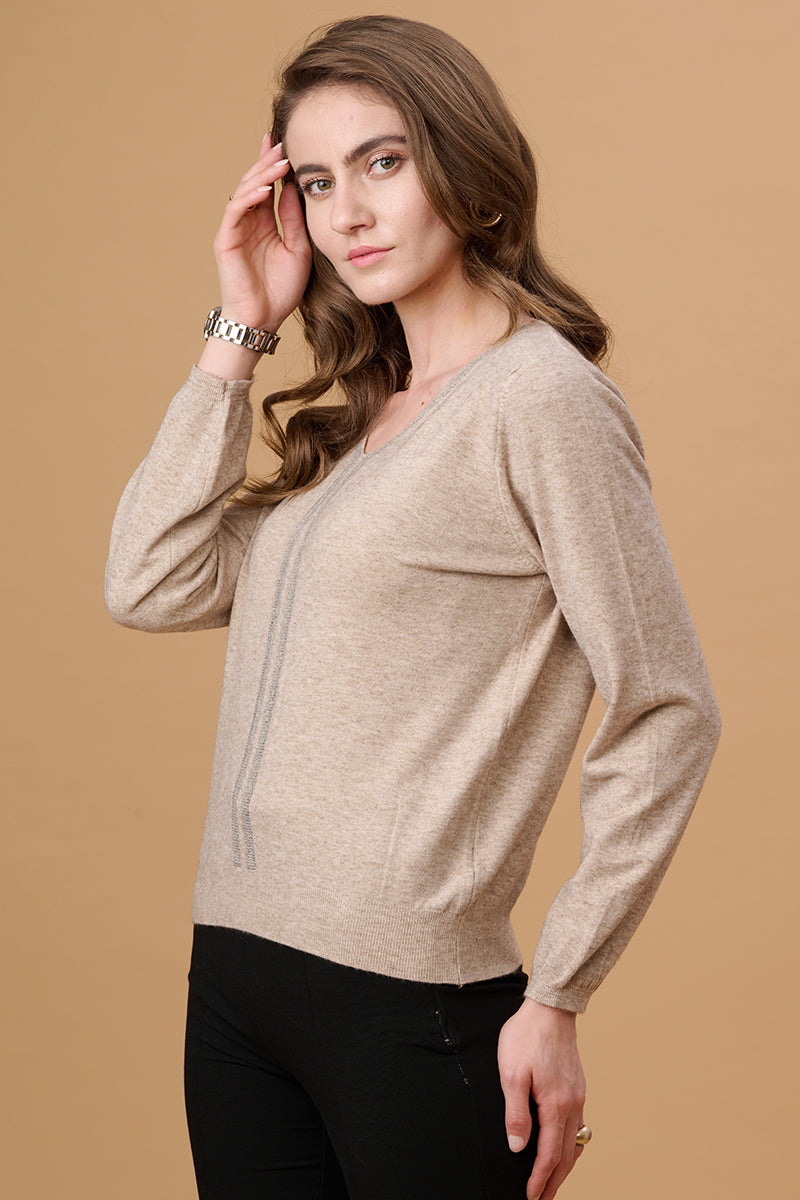 Khaki Regular Fit Sweater for Gipsy Women – Stylish & Cozy Winter Collection