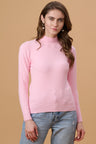 Gipsy Women Turtle Neck Regular  Full Sleeves Acrylic Fabric Pink Sweaters