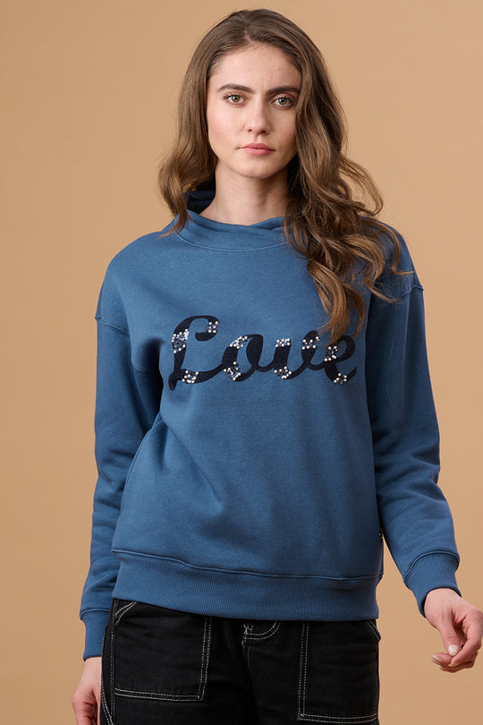 Blue Fog Regular Fit Sweatshirt for Gipsy Women – Stylish & Cozy Winter Collection