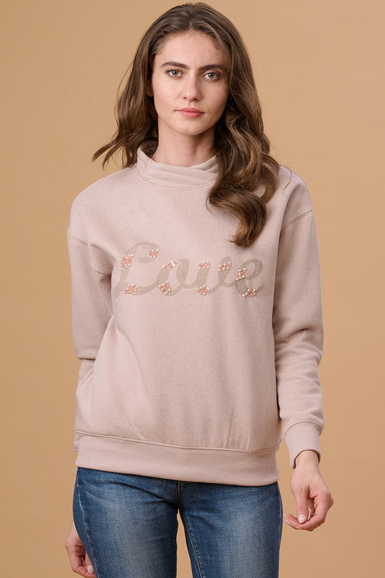 Pink Clay Regular Fit Sweatshirt for Gipsy Women – Stylish & Cozy Winter Collection
