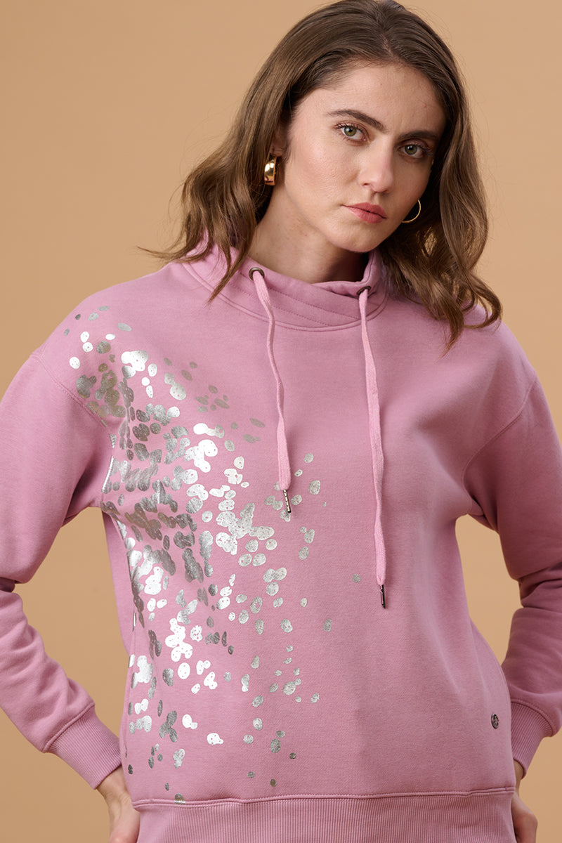Gipsy Women Crew Neck Regular  Full Sleeves Cotton/Poly Fabric Onion Pink Sweatshirt