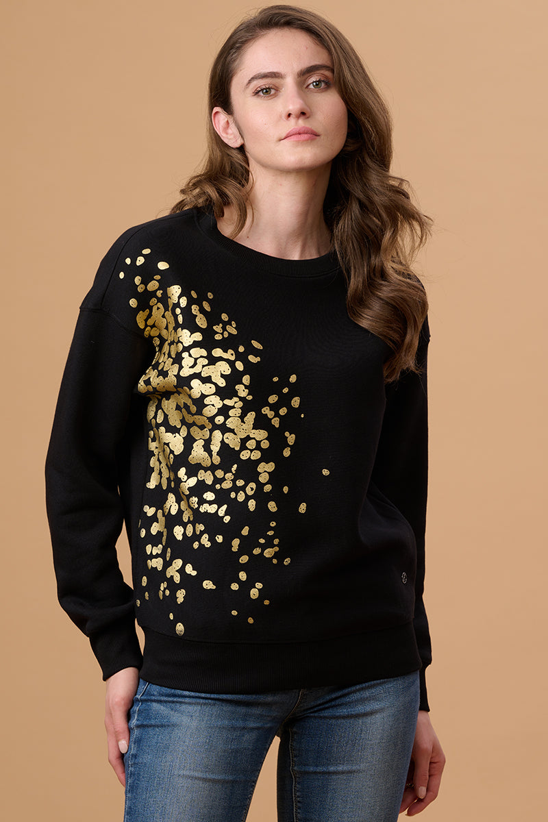 Black Regular Fit Sweatshirt for Gipsy Women – Stylish & Cozy Winter Collection