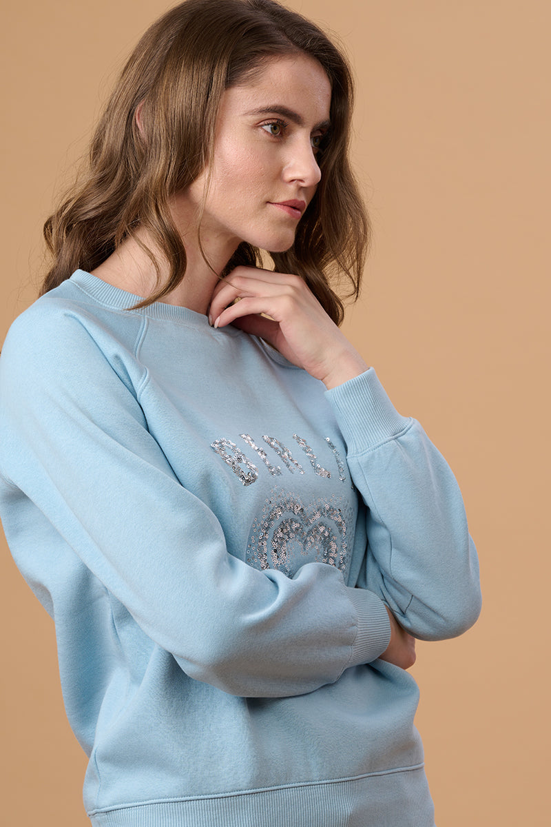 Gipsy Women Crew Neck Regular  Full Sleeves Polyester Fabric Soap Suds Sweatshirt