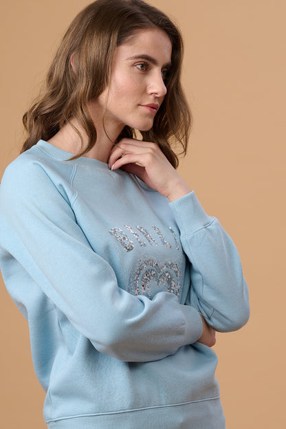 Gipsy Women Crew Neck Regular  Full Sleeves Polyester Fabric Soap Suds Sweatshirt