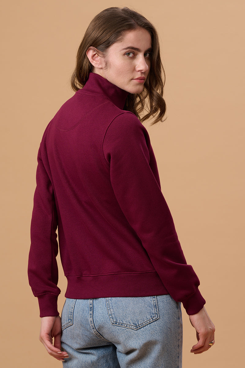 Gipsy Women  Sweat Shirt Burgandy Regular Fit Winter Collection