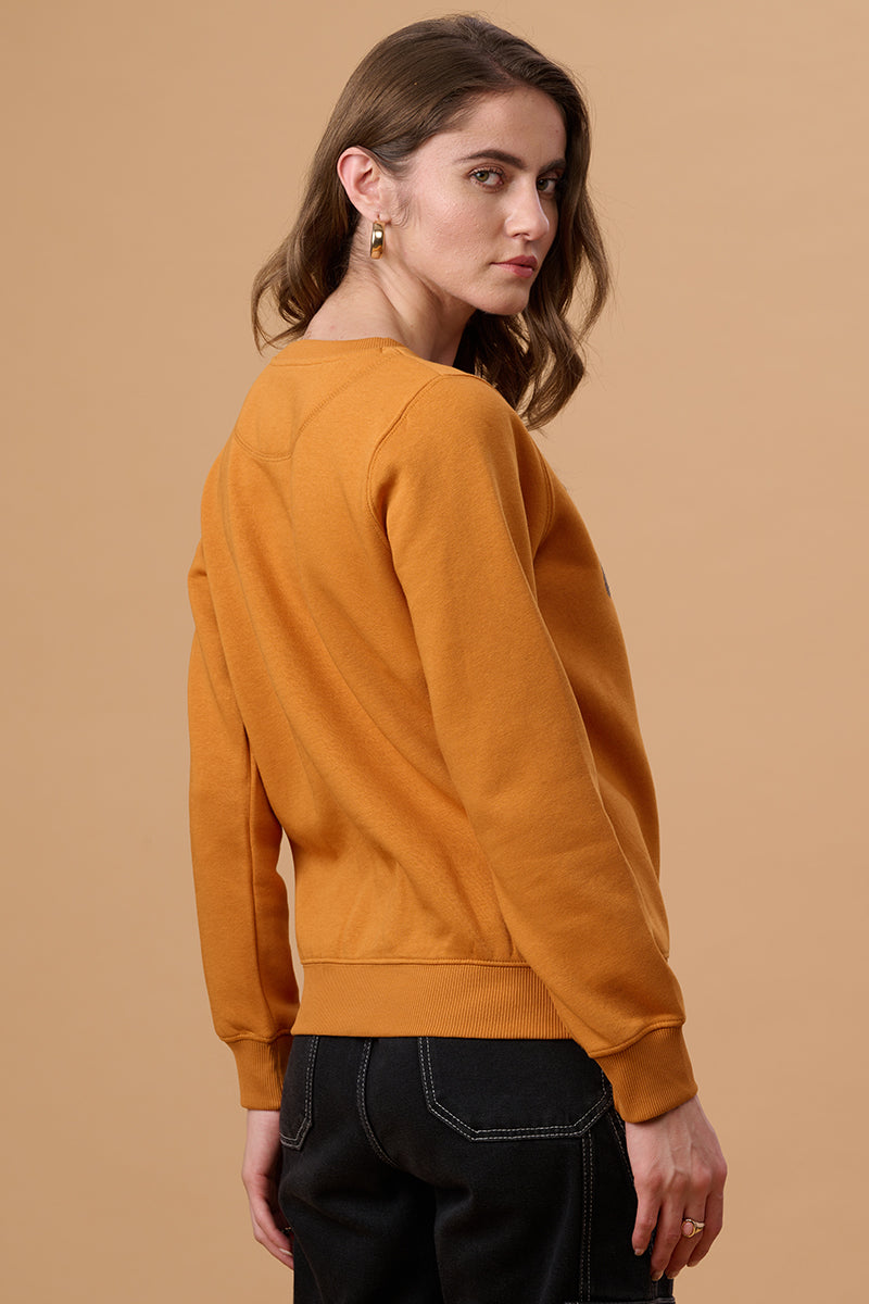 Mustard Regular Fit Sweatshirt for Gipsy Women – Stylish & Cozy Winter Collection