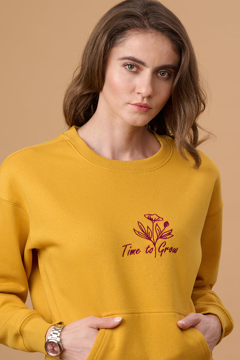 Mustard Regular Fit Sweatshirt for Gipsy Women – Stylish & Cozy Winter Collection