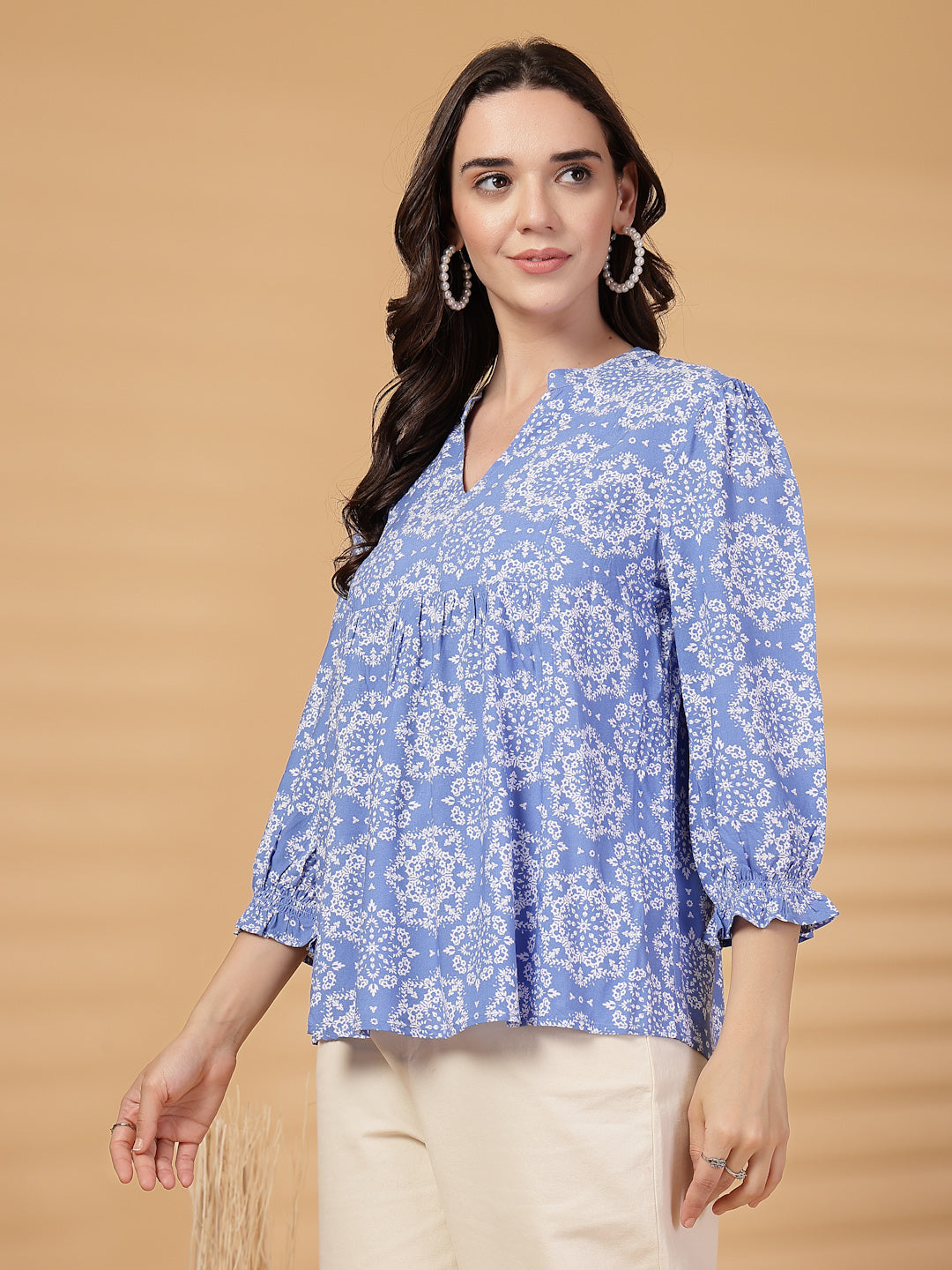 Gipsy Blue Printed Rayon Tunic