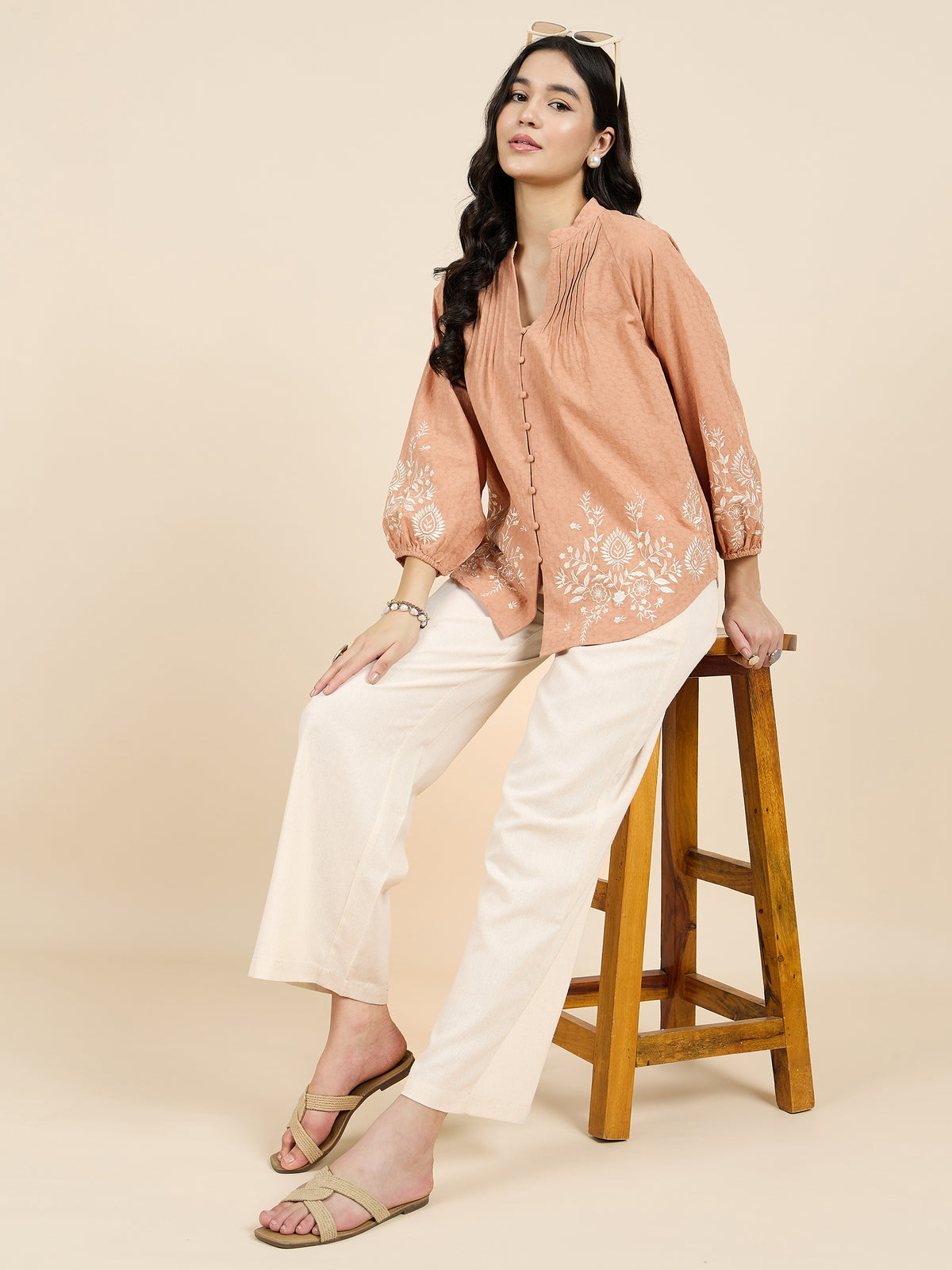 Gipsy Woman Bottom Wear Pant Regular Fit  Cotton/Poly Beige
