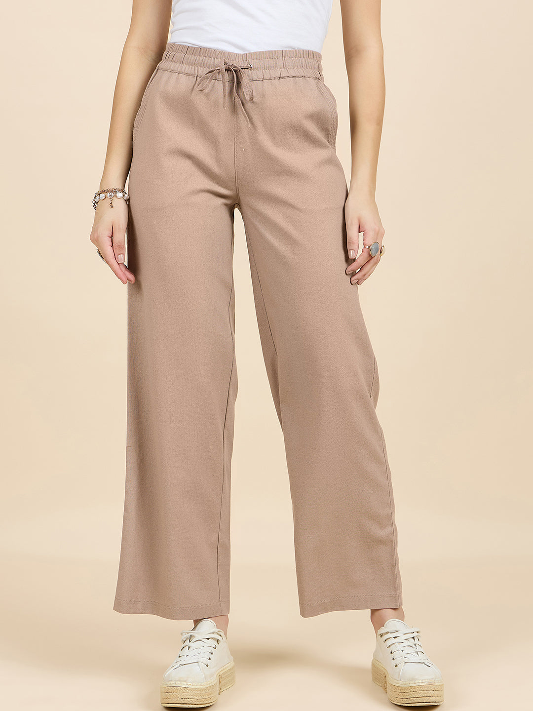 Gipsy Woman Bottom Wear Pant Regular Fit  Cotton/Poly Khaki