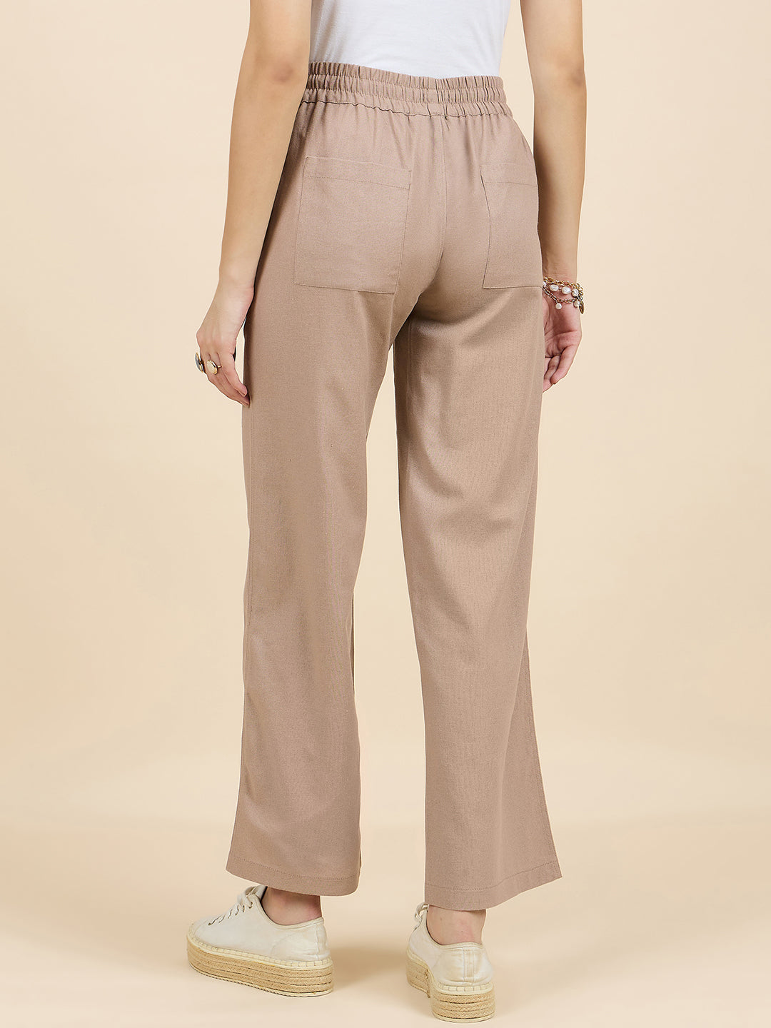 Gipsy Woman Bottom Wear Pant Regular Fit  Cotton/Poly Khaki