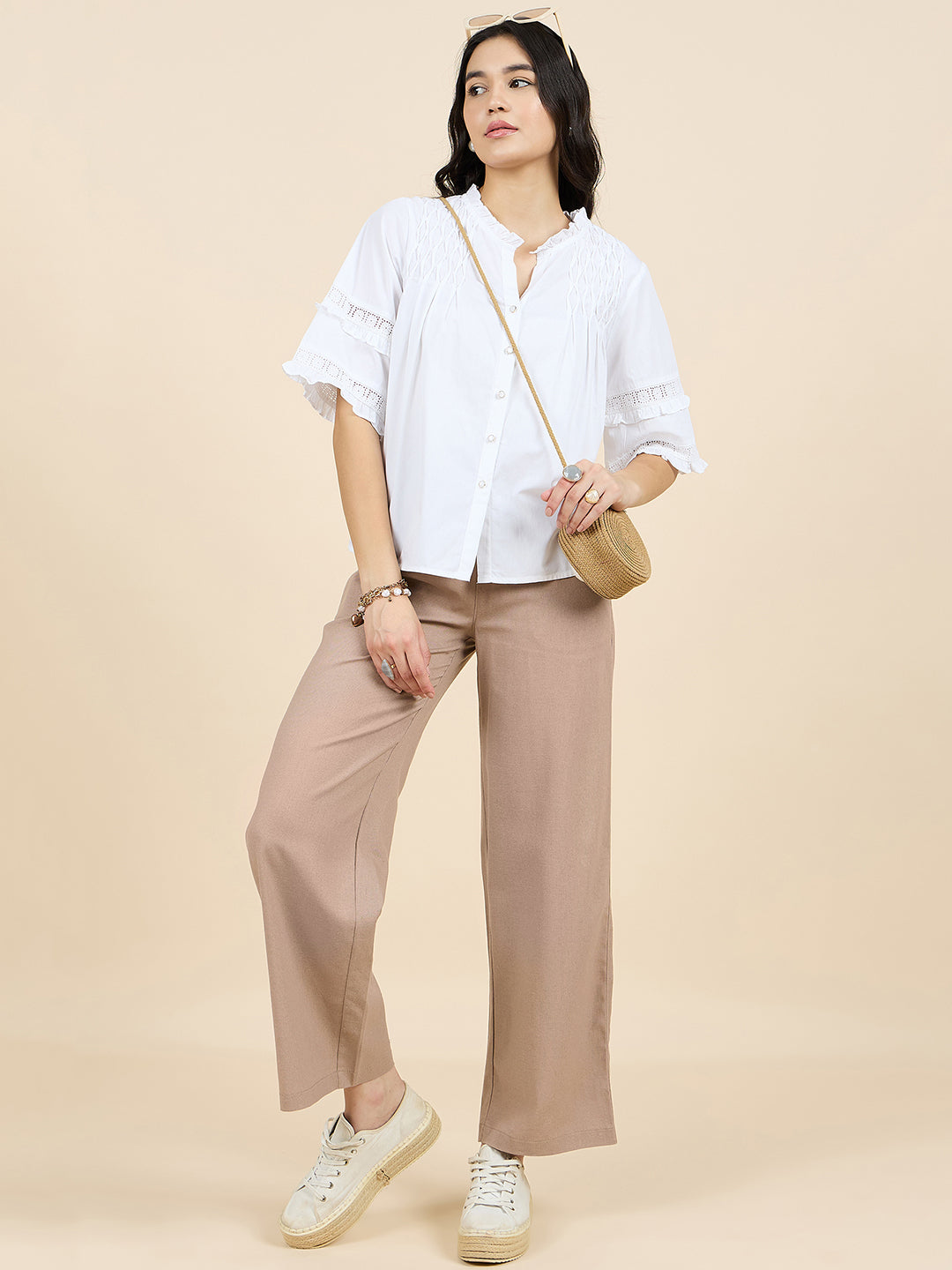 Gipsy Woman Bottom Wear Pant Regular Fit  Cotton/Poly Khaki