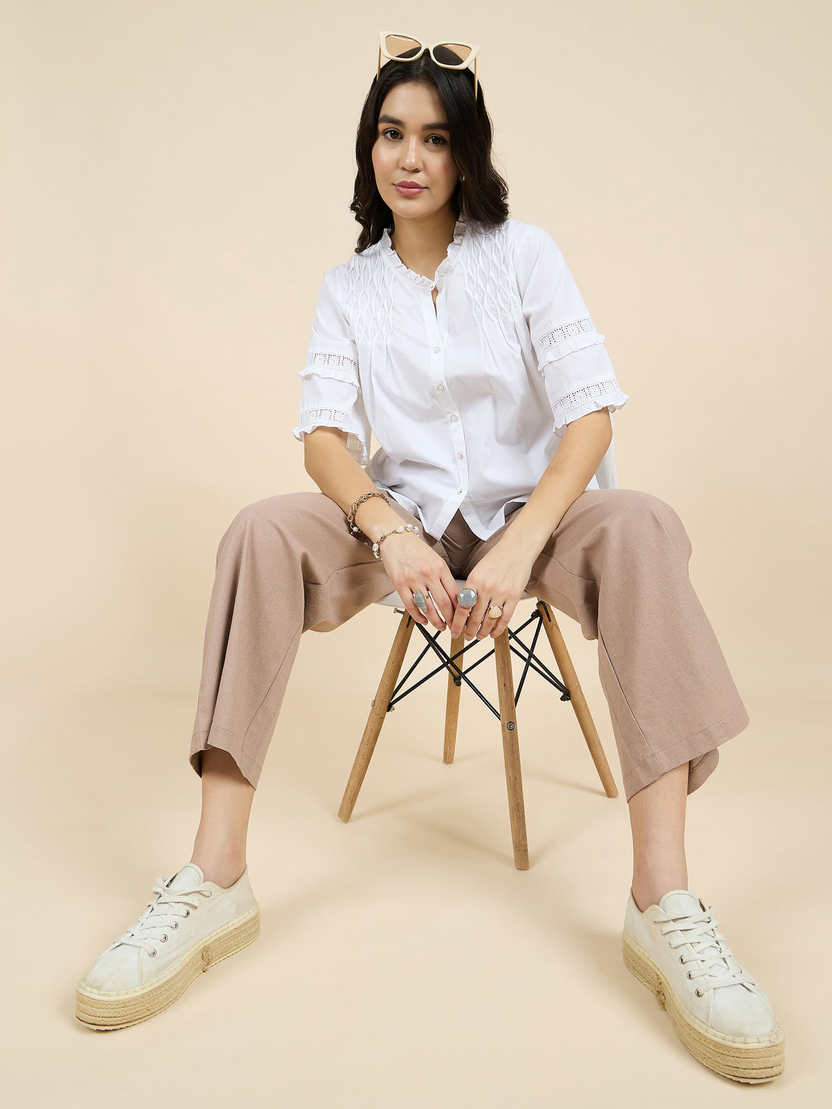 Gipsy Woman Bottom Wear Pant Regular Fit  Cotton/Poly Khaki
