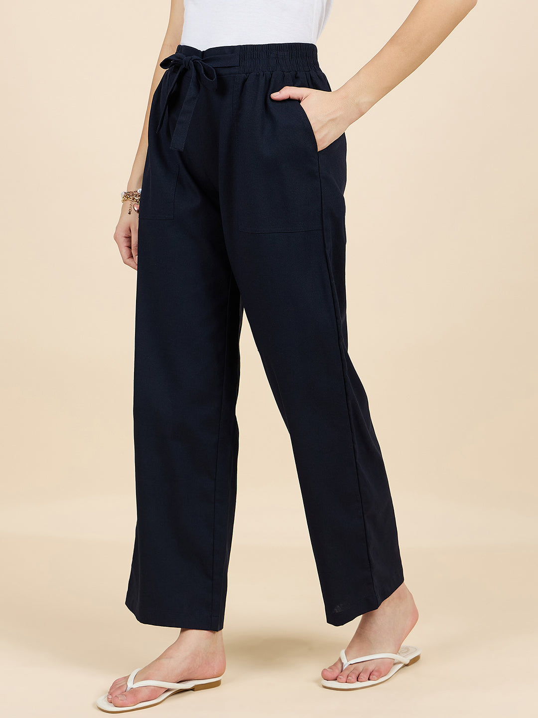 Gipsy Woman Bottom Wear Pant Regular Fit  Cotton/Poly Blue