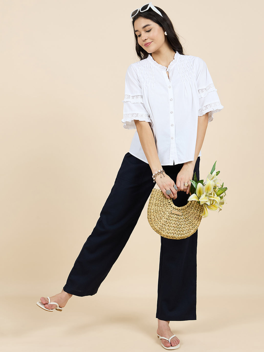 Gipsy Woman Bottom Wear Pant Regular Fit  Cotton/Poly Blue
