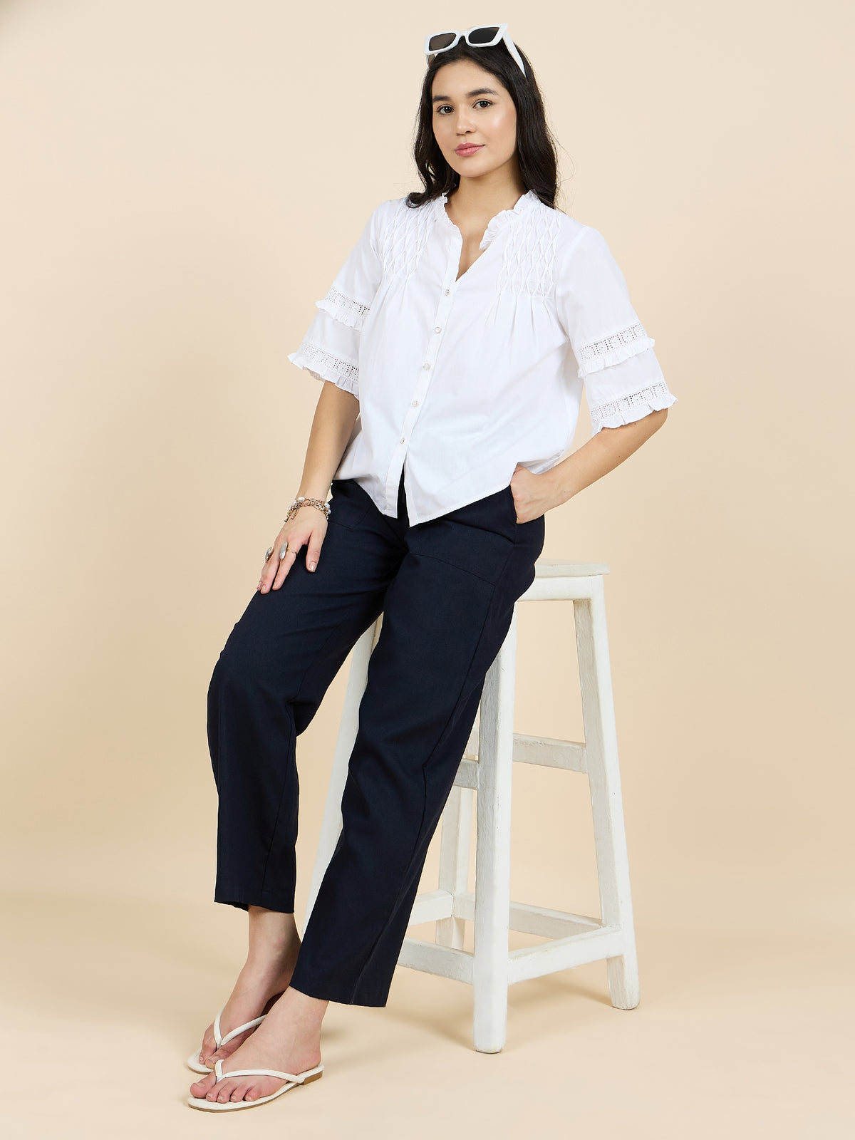 Gipsy Woman Bottom Wear Pant Regular Fit  Cotton/Poly Blue