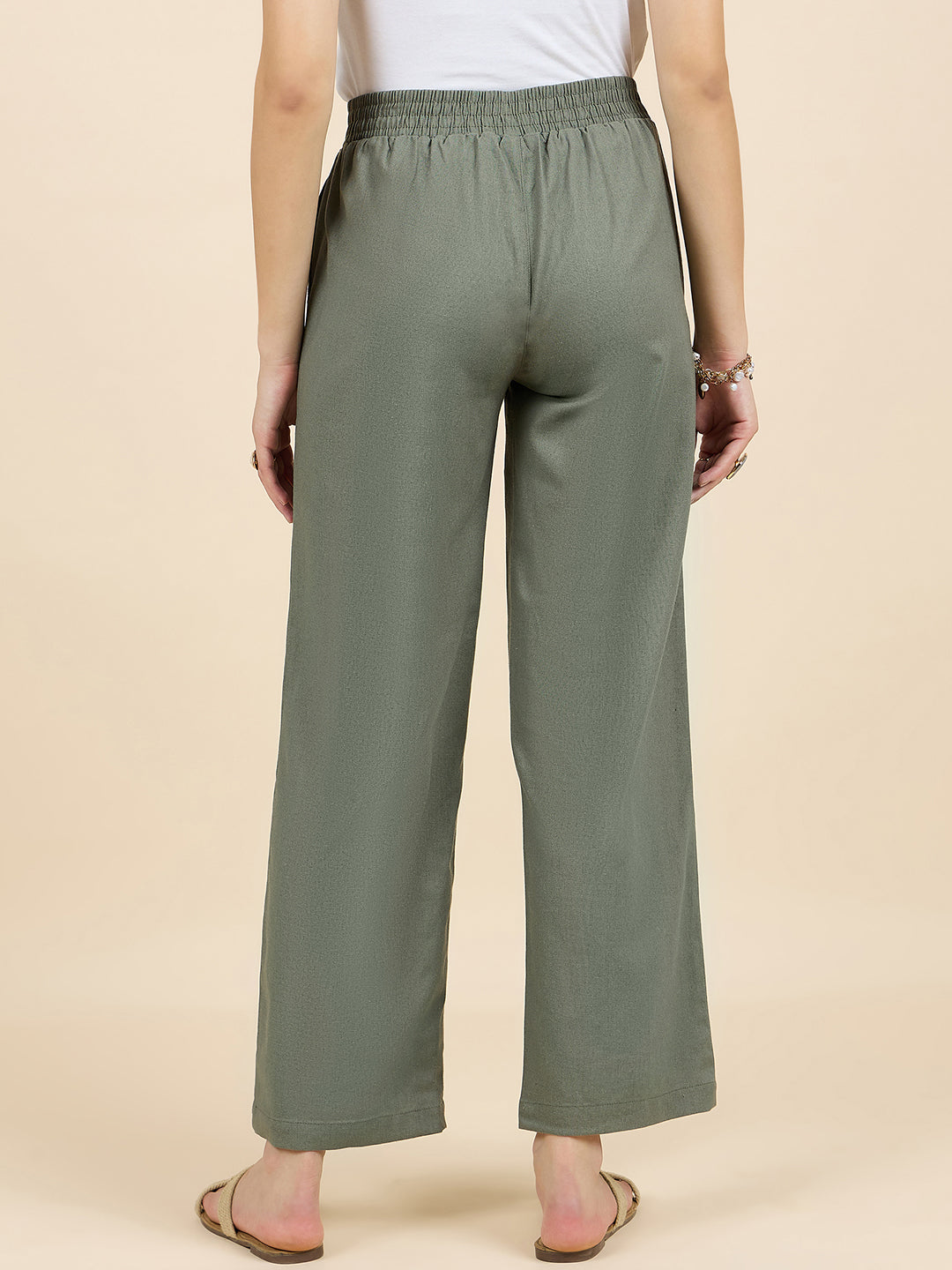 Gipsy Woman Bottom Wear Pant Regular Fit  Cotton/Poly Olive