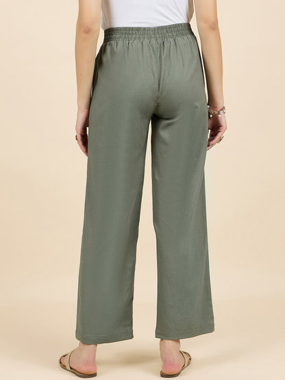 Gipsy Woman Bottom Wear Pant Regular Fit  Cotton/Poly Olive