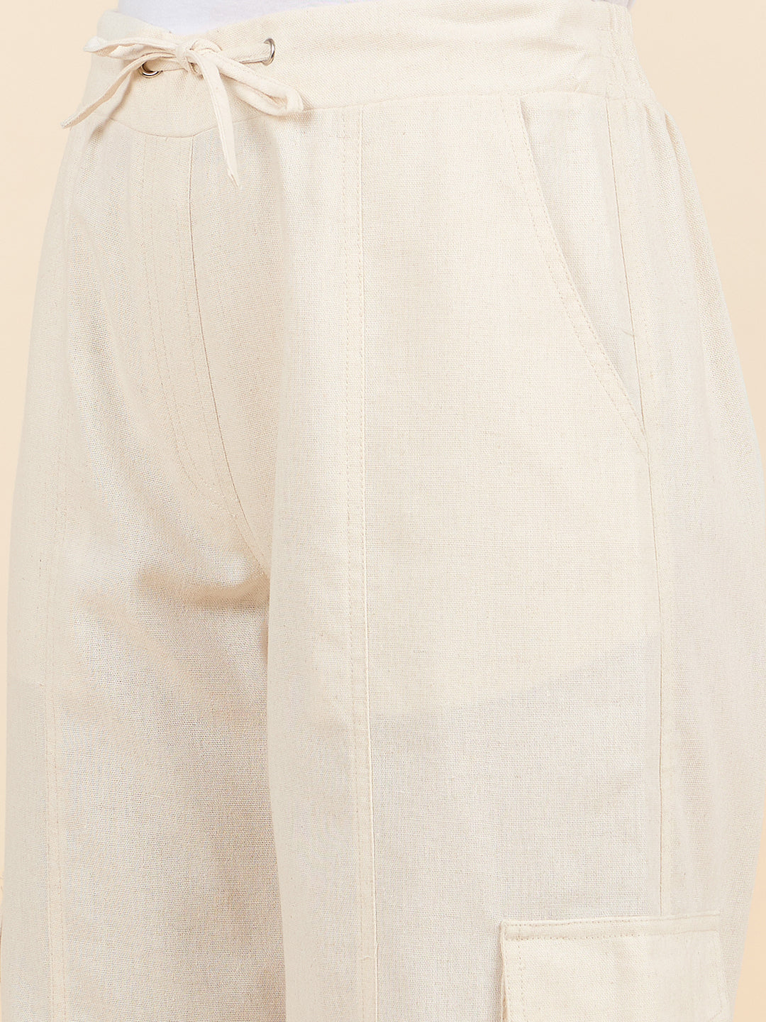 Gipsy Woman Bottom Wear Pant Regular Fit  Linen Beige