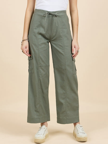 Gipsy Woman Bottom Wear Pant Regular Fit  Linen Olive