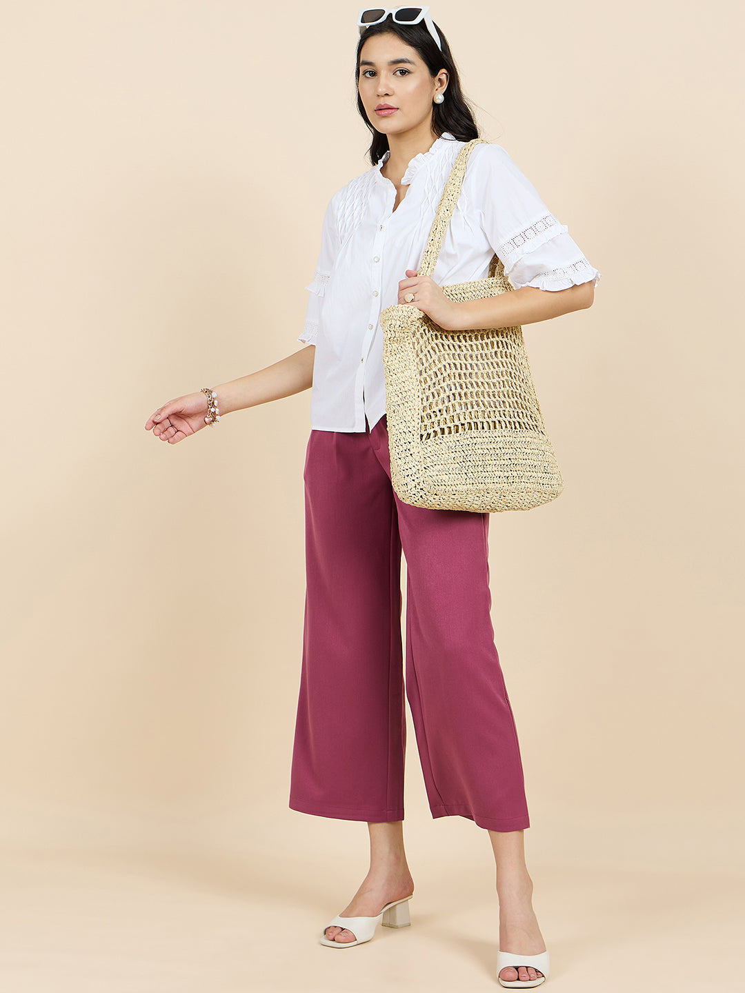 Gipsy Woman Bottom Wear Pant Regular Fit  Cotton Maroon