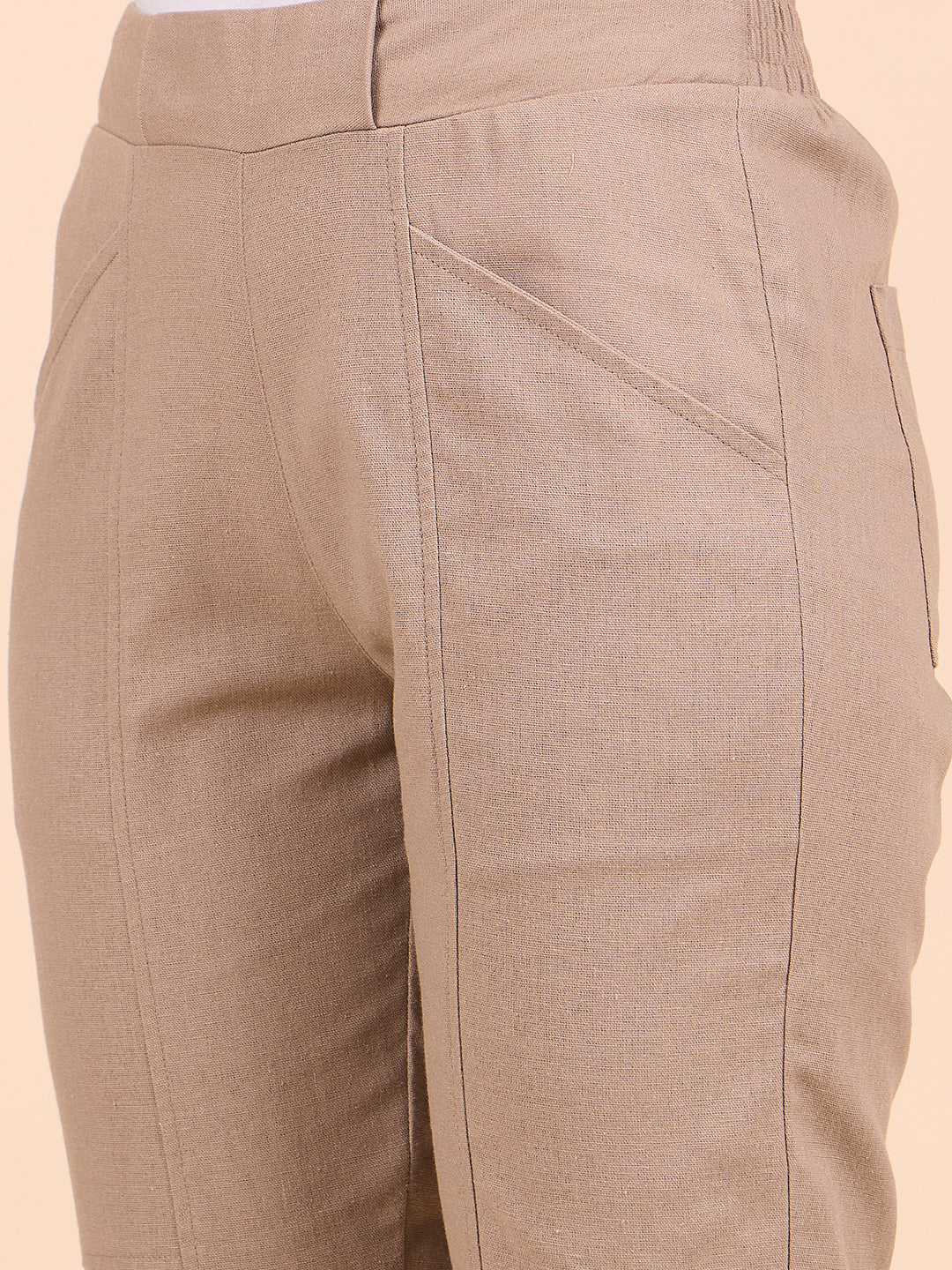 Gipsy Woman Bottom Wear Pant Regular Fit  Linen Khaki