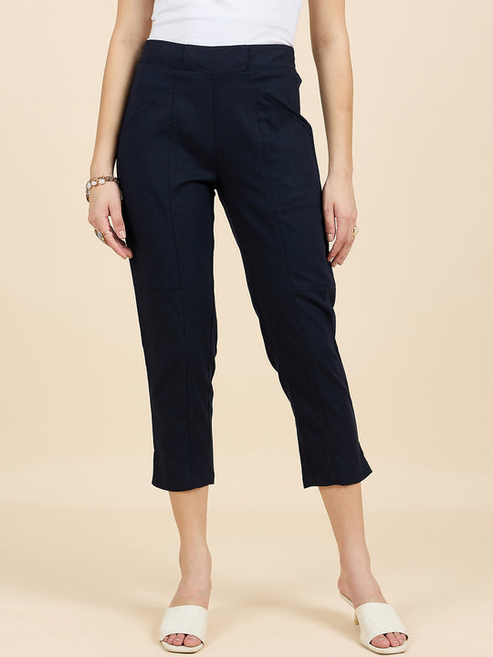 Gipsy Woman Bottom Wear Pant Regular Fit  Linen Navy
