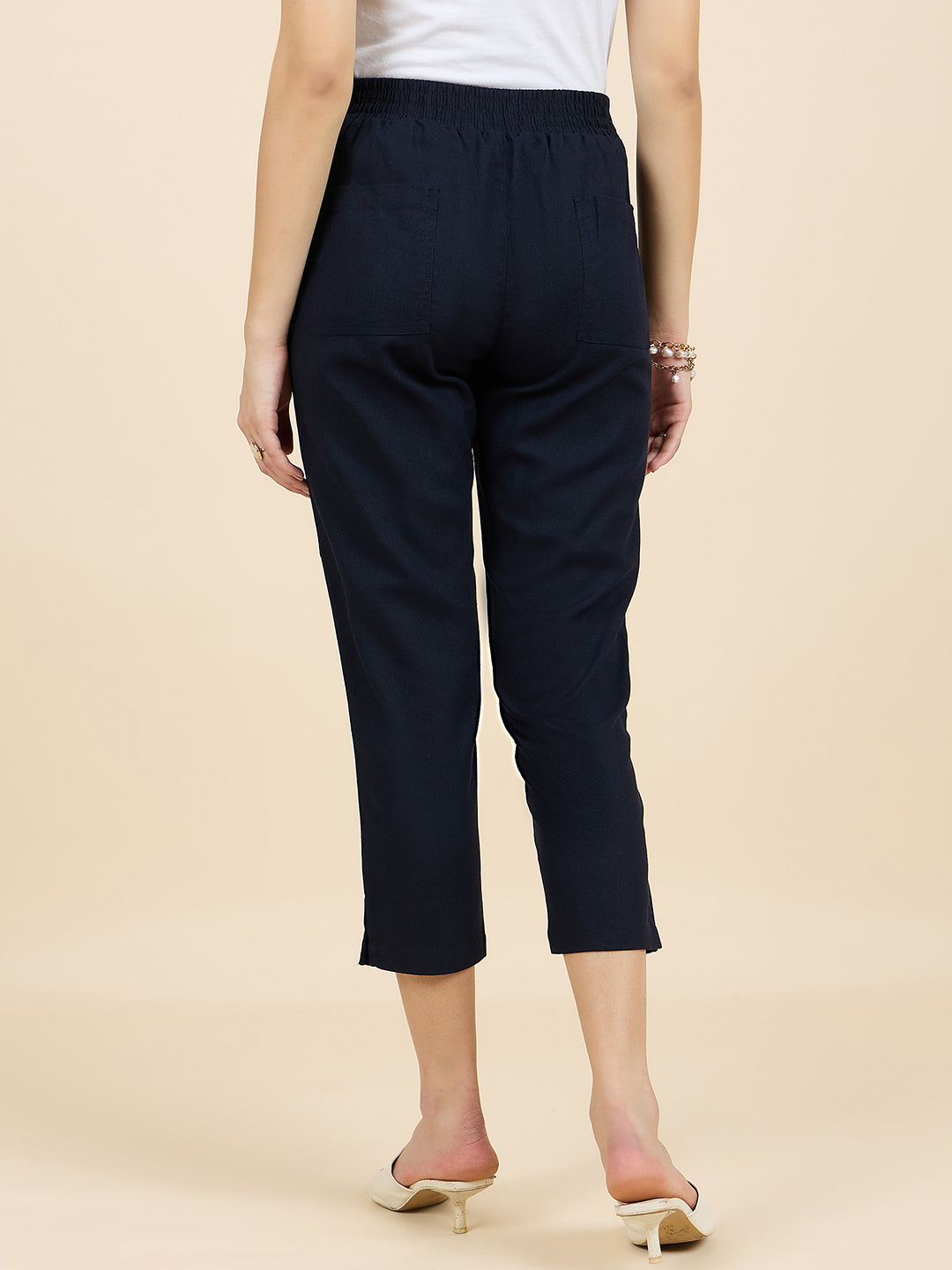 Gipsy Woman Bottom Wear Pant Regular Fit  Linen Navy