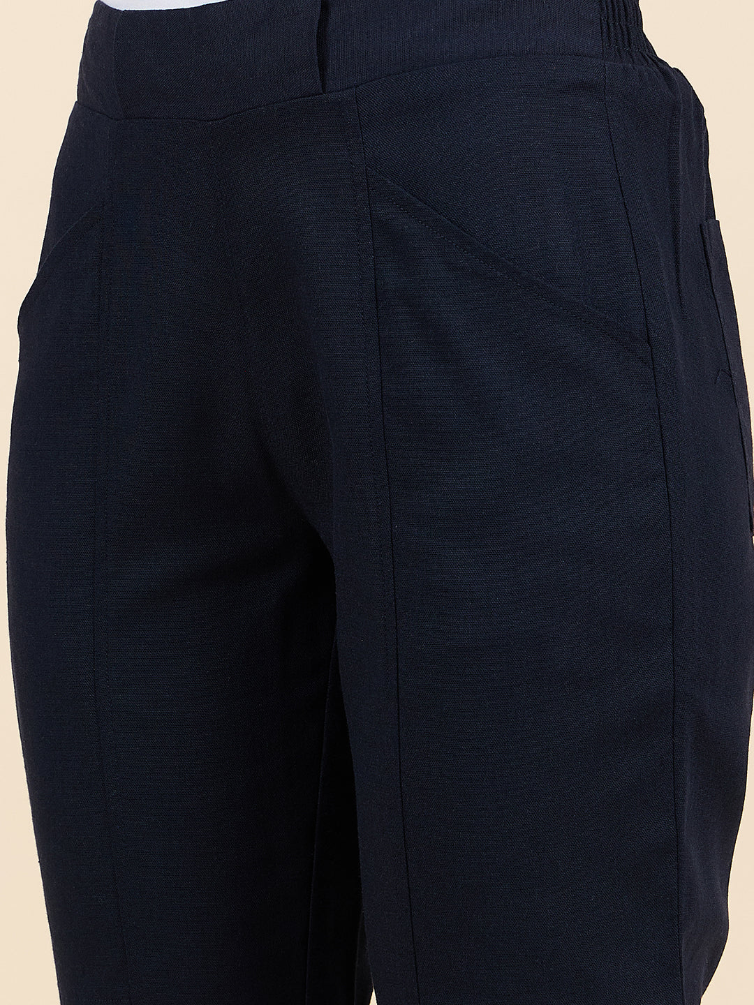 Gipsy Woman Bottom Wear Pant Regular Fit  Linen Navy