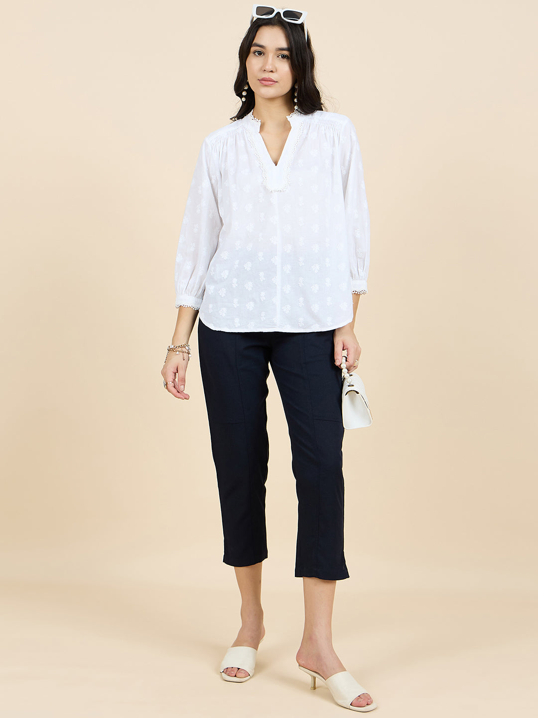 Gipsy Woman Bottom Wear Pant Regular Fit  Linen Navy