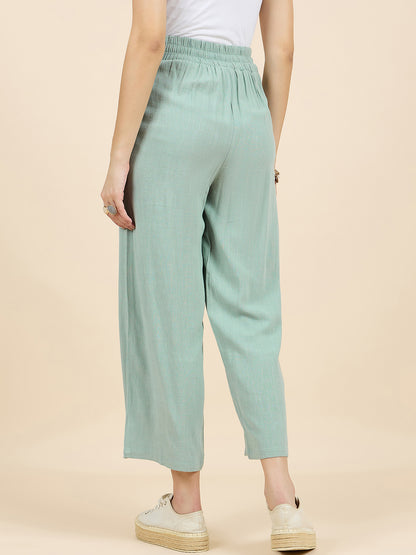 Gipsy Woman Bottom Wear Pant Regular Fit  Cotton Green
