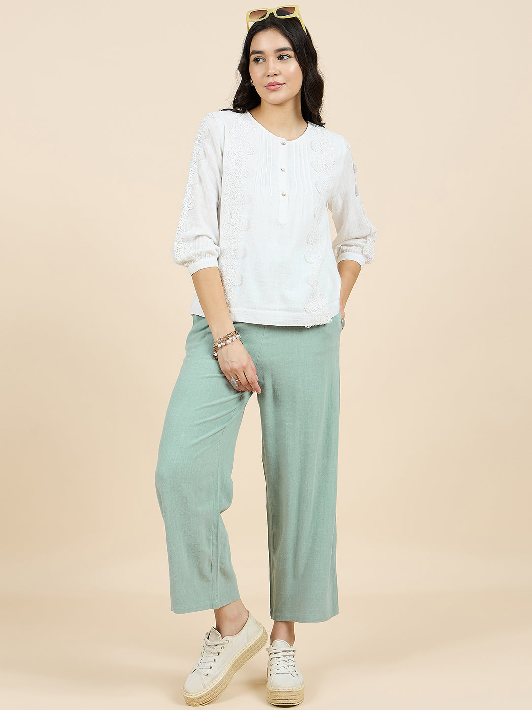 Gipsy Woman Bottom Wear Pant Regular Fit  Cotton Green