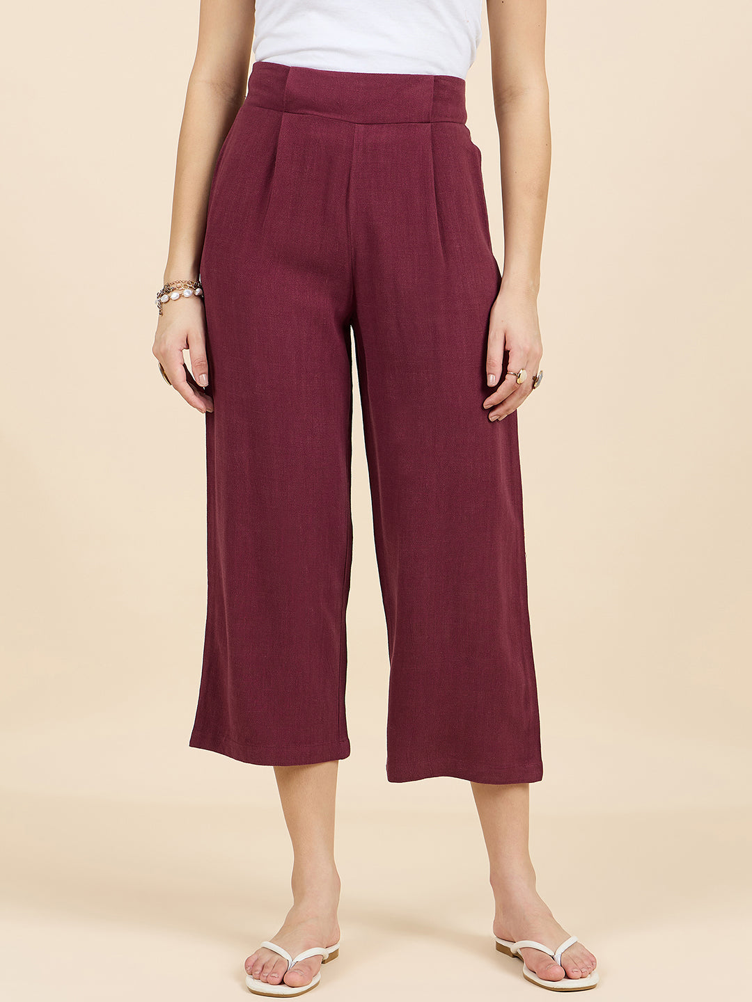 Gipsy Woman Bottom Wear Pant Regular Fit  Cotton Wine