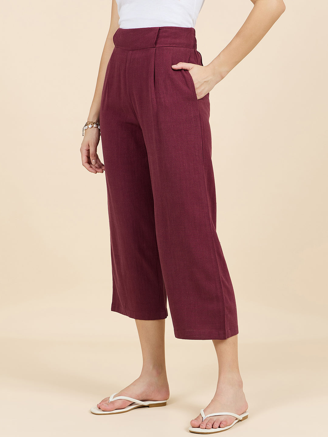 Gipsy Woman Bottom Wear Pant Regular Fit  Cotton Wine