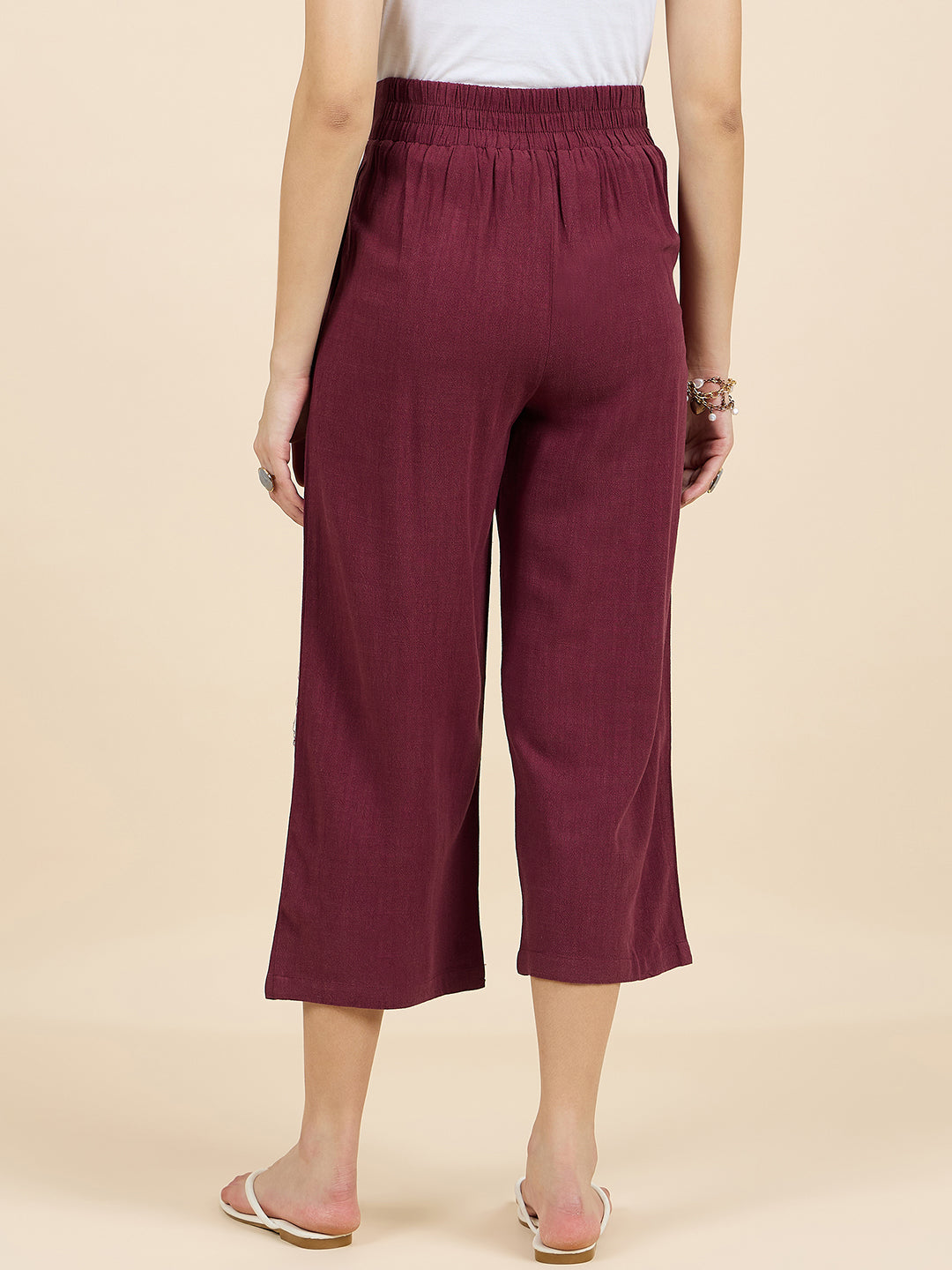 Gipsy Woman Bottom Wear Pant Regular Fit  Cotton Wine