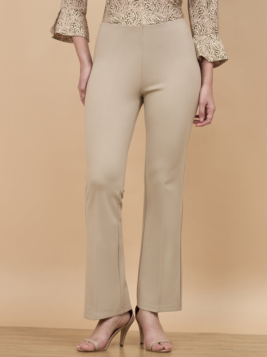 Beige Straight Fit Pant