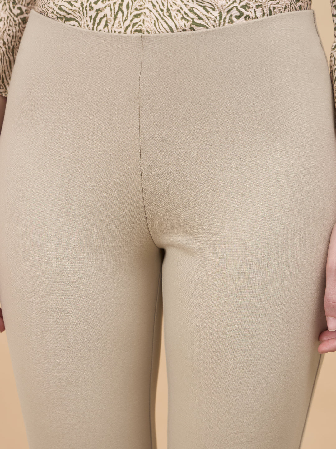 Beige Straight Fit Pant