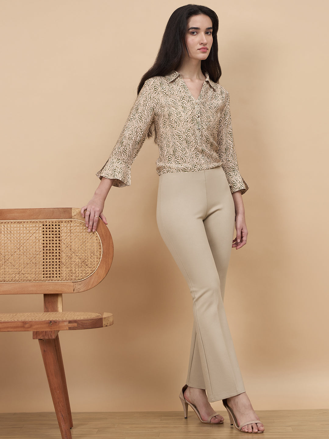 Beige Straight Fit Pant