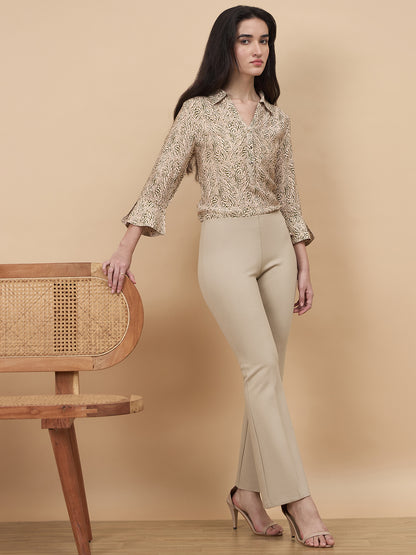Beige Straight Fit Pant