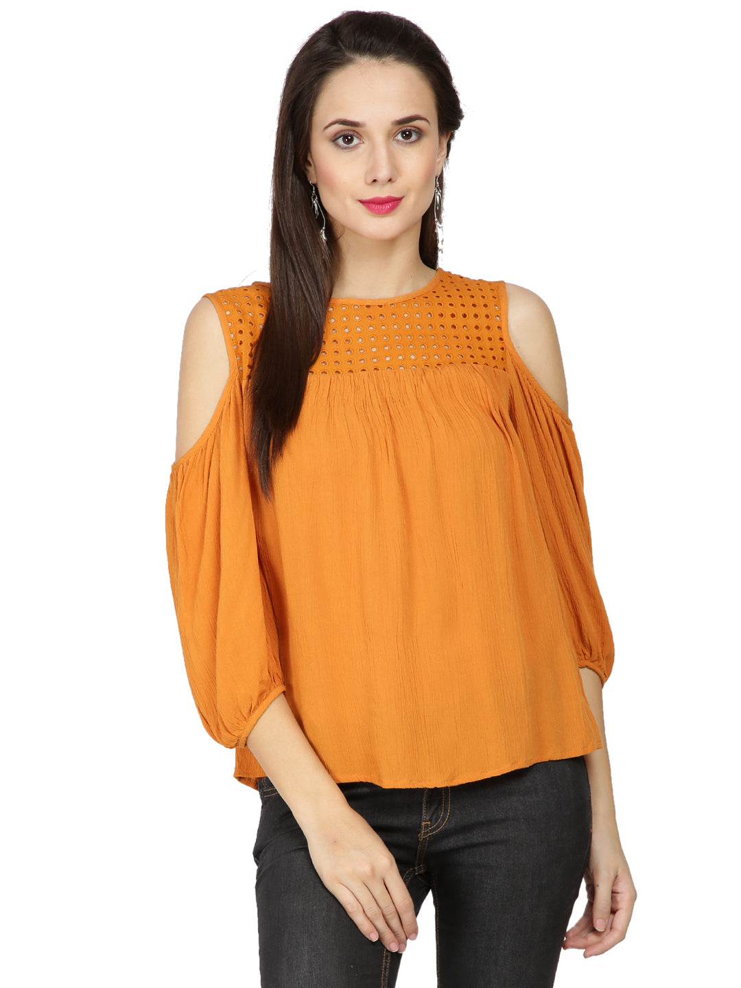 Gipsy Women Ginger Round neck Full Sleeves Top