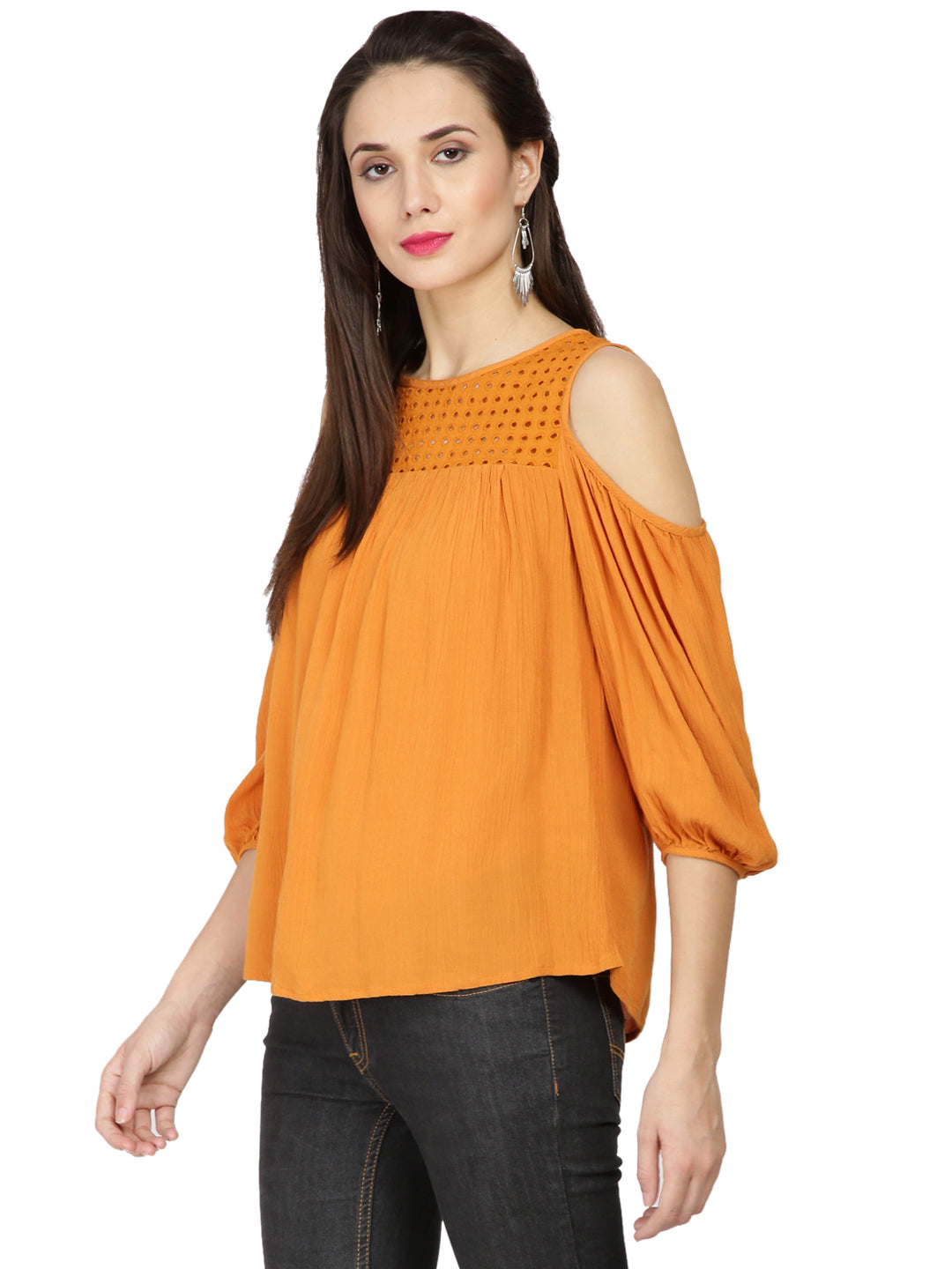 Gipsy Women Ginger Round neck Full Sleeves Top