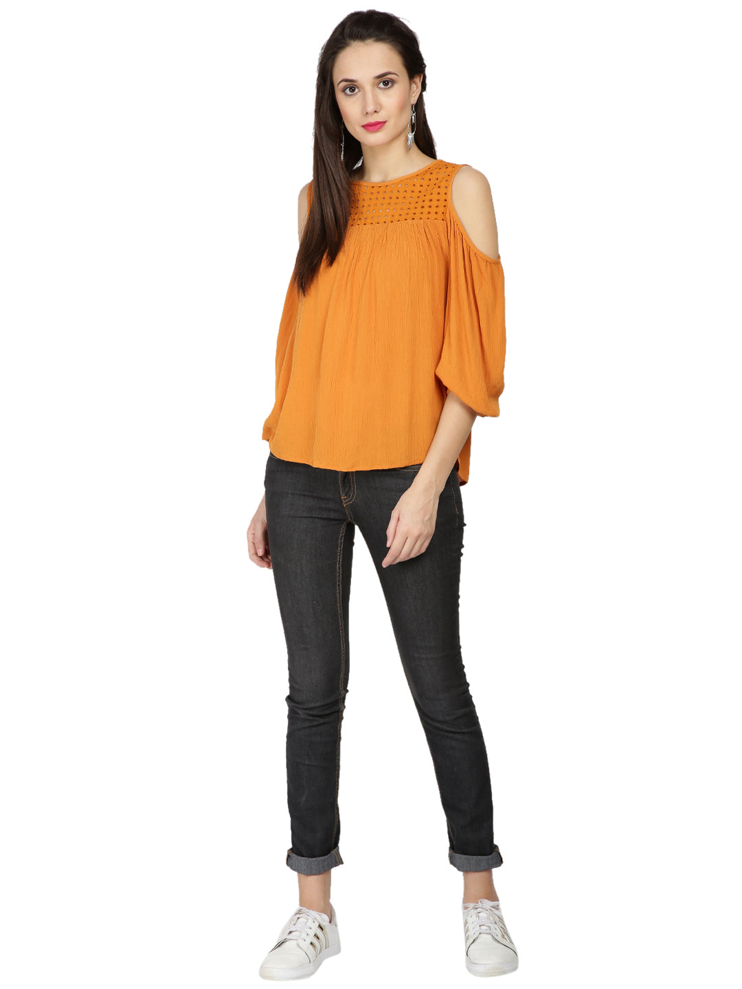 Gipsy Women Ginger Round neck Full Sleeves Top