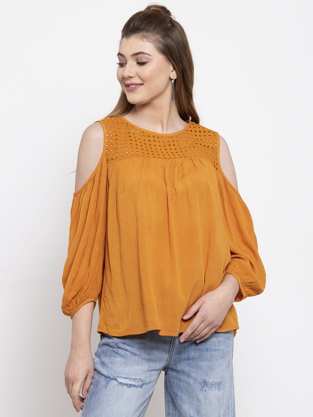 Gipsy Women Boat Neck Full Sleeves Top