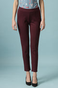Wine Ankle Length Mid-Rise Jegging
