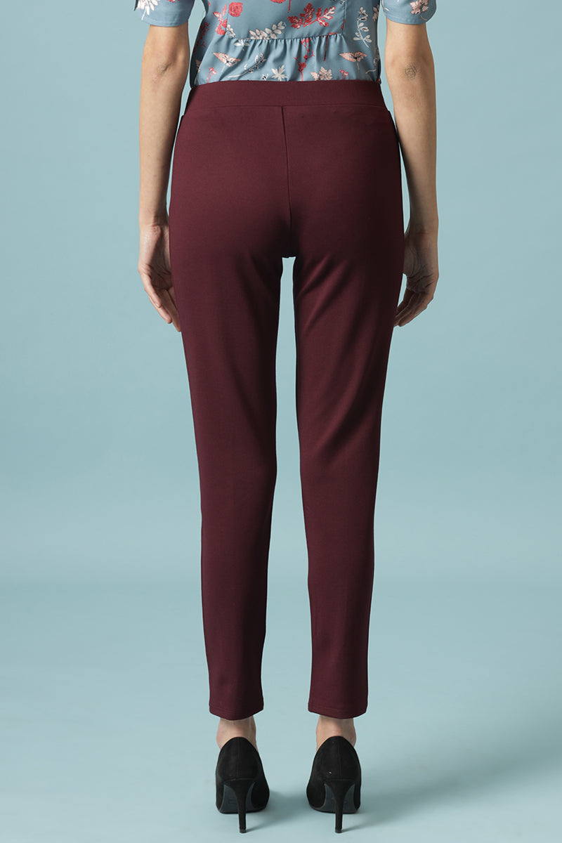 Wine Ankle Length Mid-Rise Jegging