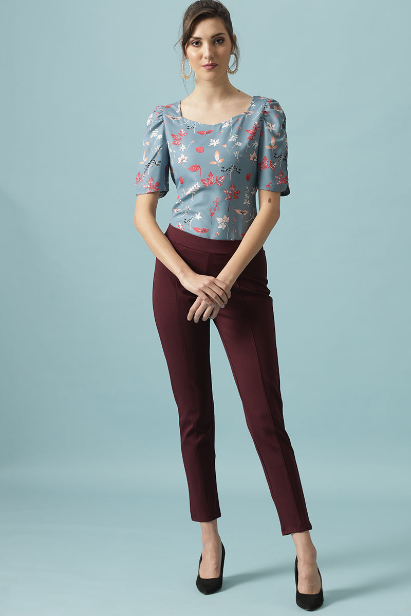 Wine Ankle Length Mid-Rise Jegging